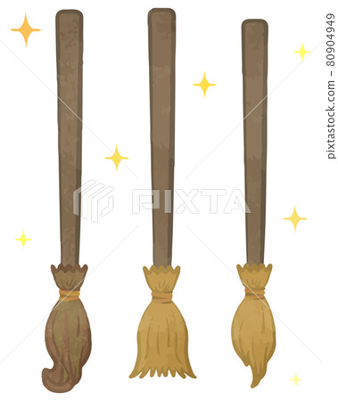 Happy Halloween witch broom illustration set Happy Halloween witch broom illustration set 80904949