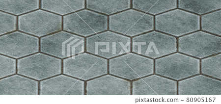 Hexagon paving stones floor. Rock texture background. 3D Rendering illustration. 80905167