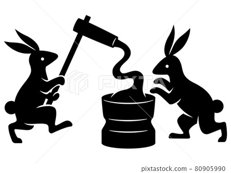 Rabbit silhouette making mochi Rabbit silhouette making mochi 80905990