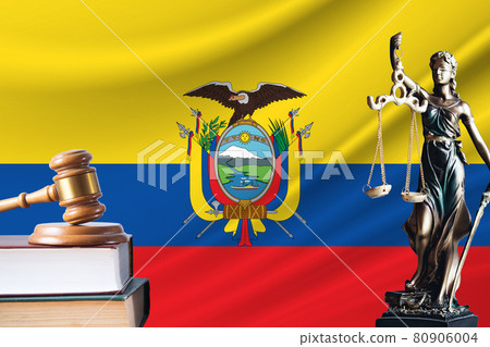 Law and justice in Ecuador Statue of themis and the gavel of the judge against the background of the flag of Ecuador Law and justice concept Law and justice in Ecuador Statue of themis and the gavel of the judge against the background of the flag of Ecuador Law and justice concept 80906004