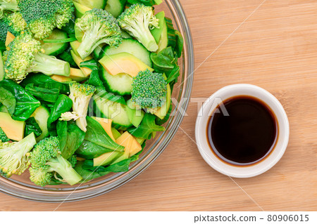 Fresh Green Salad of Avocado, Broccoli, Spinach and Cucumber for Detox Fresh Green Salad of Avocado, Broccoli, Spinach and Cucumber for Detox 80906015