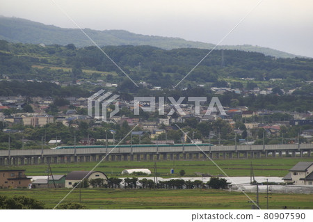 Hokkaido Shinkansen E5 series going to Nanae-cho, southern Hokkaido area Hokkaido Shinkansen E5 series going to Nanae-cho, southern Hokkaido area 80907590