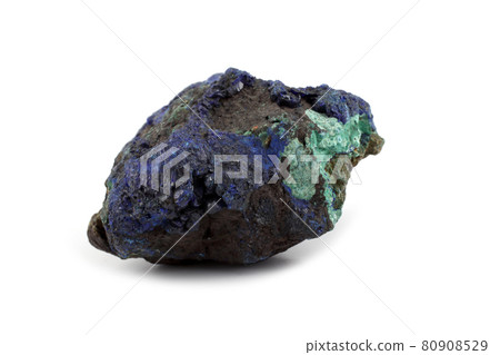 Raw azurite malachite mineral isolated on white Raw azurite malachite mineral isolated on white 80908529