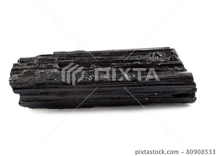Black tourmaline isolated on white. Na(Li,Al)3Al6 80908533