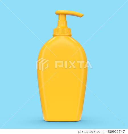 Orange sunscreens bottle or sunblock cream tube isolated on blue background. Orange sunscreens bottle or sunblock cream tube isolated on blue background. 80909747