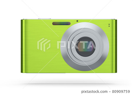 Stylish greeb compact pocket digital camera isolated on white background Stylish greeb compact pocket digital camera isolated on white background 80909759