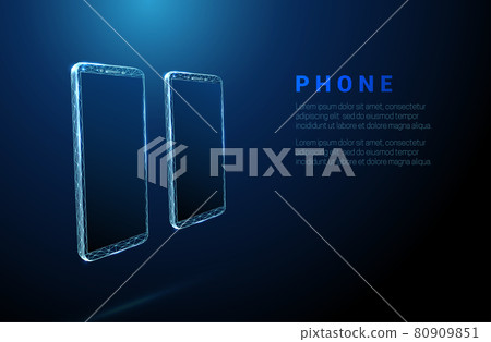 Pair of abstract blue low poly phones Pair of abstract blue low poly phones 80909851