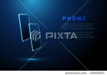 Pair of abstract blue low poly phones Pair of abstract blue low poly phones 80909883