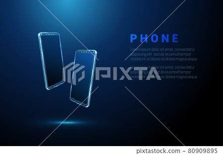 Pair of abstract blue low poly phones Pair of abstract blue low poly phones 80909895