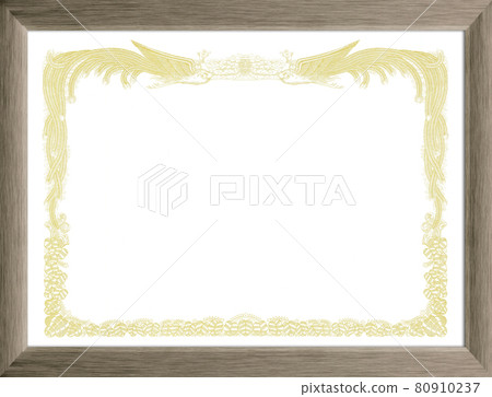 A certificate in a wooden frame. The frame material of the phoenix pattern certificate. 80910237