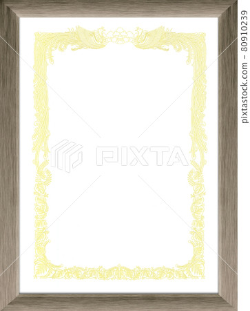 A certificate in a wooden frame. The frame material of the phoenix pattern certificate. 80910239