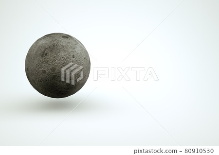 3D model of a large sphere, a full gray moon on a white isolated background. 3D graphics, isolated object of the full moon. Close-up. 3D model of a large sphere, a full gray moon on a white isolated background. 3D graphics, isolated object of the full moon. Close-up. 80910530