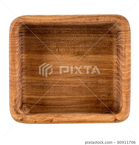 Isolated brown empty natural wooden bowl 80911706