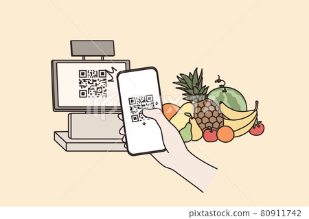 Contactless payment with QR code concept. 80911742