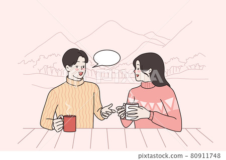 Winter leisure activities and communication concept Winter leisure activities and communication concept 80911748