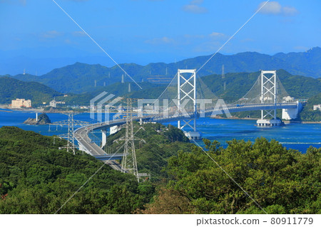從淡路島看鳴門海峽和大鳴門大橋 從淡路島看鳴門海峽和大鳴門大橋 80911779