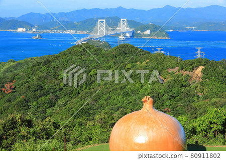 Naruto Strait and Onaruto Bridge seen from Awaji Island Naruto Strait and Onaruto Bridge seen from Awaji Island 80911802