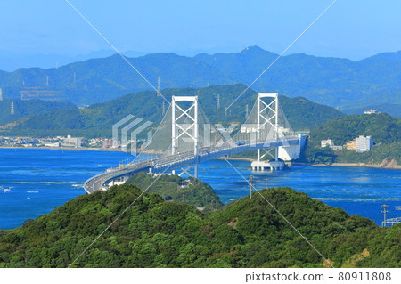 從淡路島看鳴門海峽和大鳴門大橋 從淡路島看鳴門海峽和大鳴門大橋 80911808