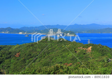 從淡路島看鳴門海峽和大鳴門大橋 從淡路島看鳴門海峽和大鳴門大橋 80911810