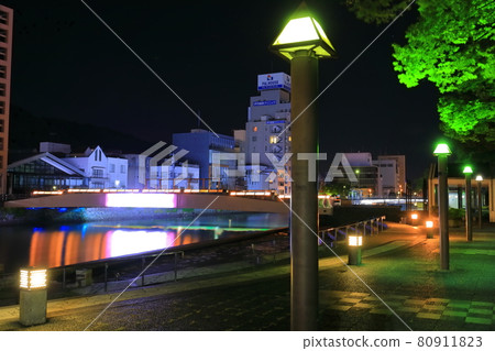 [Tokushima Prefecture] Night view of Shinmachi River / Paper Waterfront Park (Shinmachibashi) 80911823