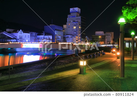 [Tokushima Prefecture] Night view of Shinmachi River / Paper Waterfront Park (Shinmachibashi) 80911824