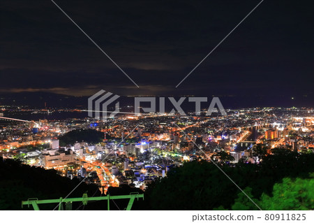 [Tokushima Prefecture] Night view of Tokushima city seen from Mt. Bizan 80911825