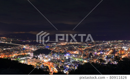 [Tokushima Prefecture] Night view of Tokushima city seen from Mt. Bizan 80911826