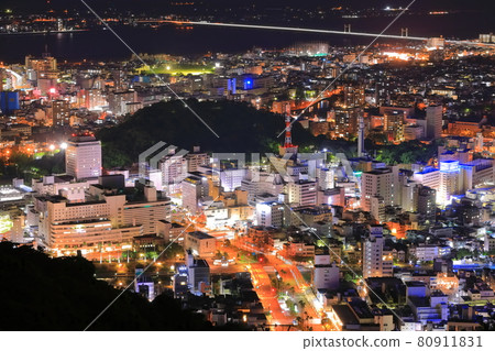 [Tokushima Prefecture] Night view of Tokushima city seen from Mt. Bizan 80911831