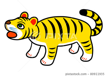 Papier-mache tiger contour line 80911935