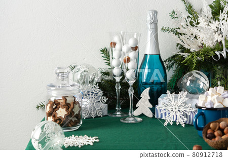 Festively decorated Christmas or New Year's table 80912718