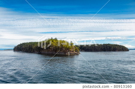 View of Beautiful Gulf Islands during a sunny day. View of Beautiful Gulf Islands during a sunny day. 80913160