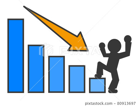 Illustration of a person who rejoices in achieving a goal to reduce 80913697