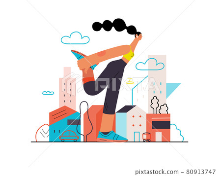 Runners - a woman running and exercising outside Runners - a woman running and exercising outside 80913747