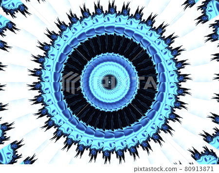 Smart blue circular ornament in the form of a stylized flower. Kaledoscope pattern for manufacturing of packaging, scrapbooking, gift wrapping, books, booklets., alboms. 80913871