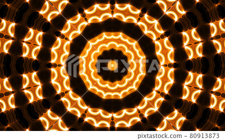 Psychedel yellow and black kaleidoscope with stars. Optical expansion illusion. Psychedel yellow and black kaleidoscope with stars. Optical expansion illusion. 80913873