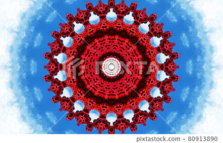 Red Floral pattern, seamless kaleidoscope. Kaledoscope pattern for manufacturing of packaging, scrapbooking, gift wrapping, books, booklets., alboms. 80913890