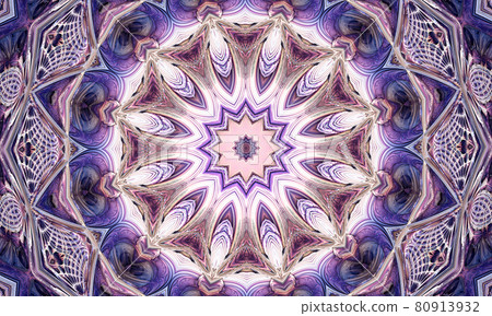 A kaleidoscope pattern with polygon and rhombus shapes in pink color 80913932