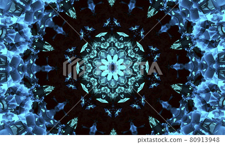 Smart blue circular ornament in the form of a stylized flower. Kaledoscope pattern for manufacturing of packaging, scrapbooking, gift wrapping, books, booklets., alboms. Smart blue circular ornament in the form of a stylized flower. Kaledoscope pattern for manufacturing of packaging, scrapbooking, gift wrapping, books, booklets., alboms. 80913948
