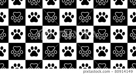 Dog Paw seamless pattern vector footprint cat pet checked scarf isolated cartoon repeat wallpaper doodle tile background design 80914149