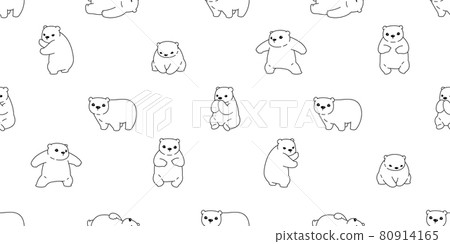 Bear seamless pattern polar vector teddy cartoon doodle scarf gift wrapping paper repeat wallpaper tile background illustration design 80914165