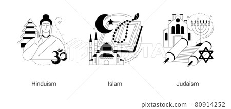 World religions abstract concept vector illustrations. 80914252