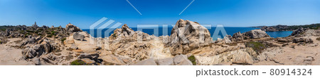 Panoramic view of rocks in an italian coast, Sardinia 80914324