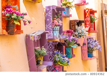 A Colorful way in Alghero, Sardinia, Italy 80914362