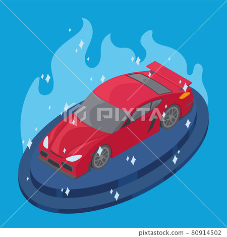 Isolated isometric 3d red racing car 80914502