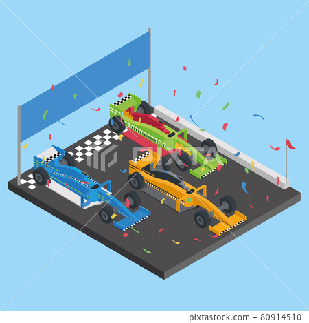 Isolated group of isometric formula one racing cars Isolated group of isometric formula one racing cars 80914510