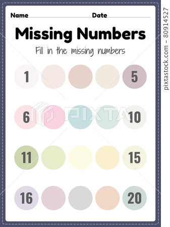 missing numbers worksheet math printable sheet stock illustration 80914527 pixta