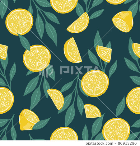 Seamless pattern of hand drawn lemons. Doodle... - Stock Illustration ...
