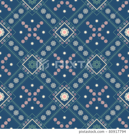 ethnic pattern with geometric seamless flower... - Stock Illustration ...