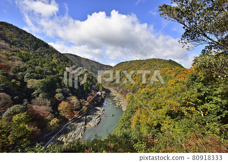 Hozu Gorge seen from Arashiyama Observatory Hozu Gorge seen from Arashiyama Observatory 80918333