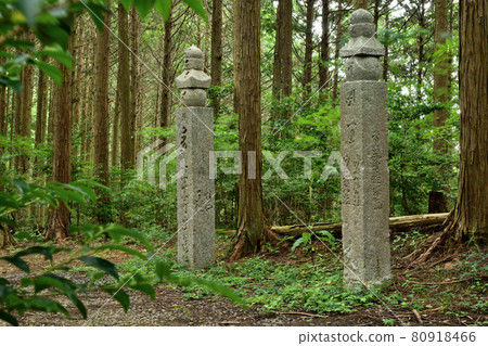 高野山町石道144町石（左）和一里石（右） 80918466